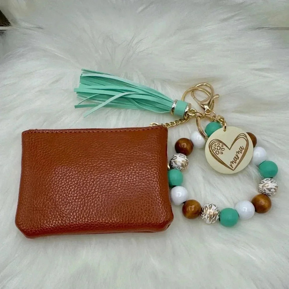 Carmella Brown Wristlet Wallet with Mom Keychain tassel - Picture 2 of 8